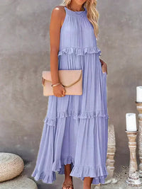 Vivienne | Women's Layered Tier Design Maxi Dress in Purple