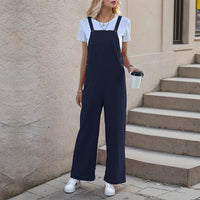 Wanda | Women's Pockets Jumpsuit in Dark Blue