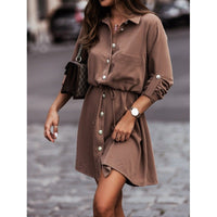 Wendelina | Women's Button-Front Dress – Casual Dress in Brown