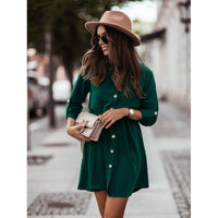 Wendelina | Women's Button-Front Dress – Casual Dress in Green