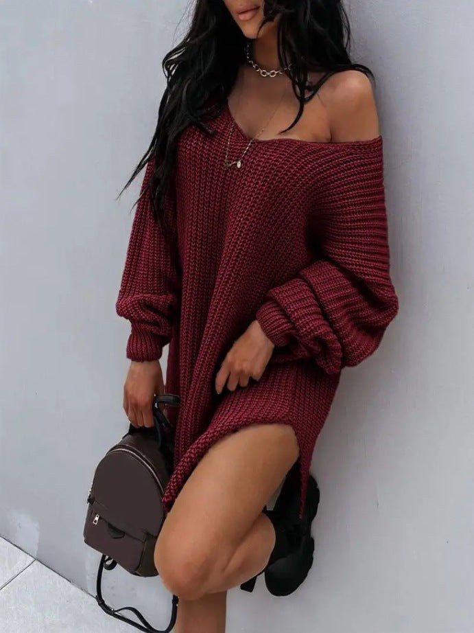 Wilhelmina | Women's V-Neck Knit Casual Sweater in Green