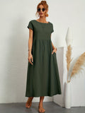 Wilhelmina | Women's Loose Maxi Round Neck Pocket Dress