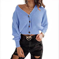 Willa | Women's Button Detail V-Neck Knit Casual Sweater
