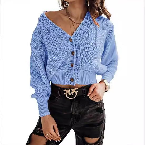 Willa | Women's Button Detail V-Neck Knit Casual Sweater