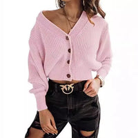 Willa | Women's Button Detail V-Neck Knit Casual Sweater