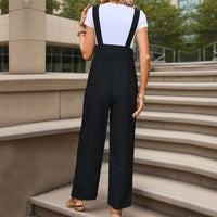 Wilma | Women's Button Detail Pockets Jumpsuit in Black