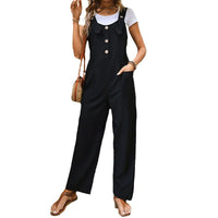 Wilma | Women's Button Detail Pockets Jumpsuit in Black