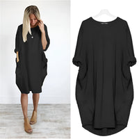 Winifred | Women's Loose Shift Front Pockets Mini Dress in Black