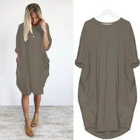 Winifred | Women's Loose Shift Front Pockets Mini Dress in Dark Gray