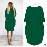 Winifred | Women's Loose Shift Front Pockets Mini Dress in Green