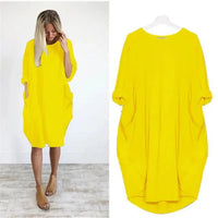 Winifred | Women's Loose Shift Front Pockets Mini Dress in Yellow