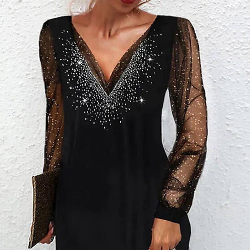 Wisteria | Women's Sheer Elegant Evening Dress in Black