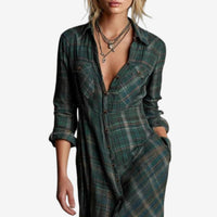 Wren | Women's Maxi Plaid Button Front Dress