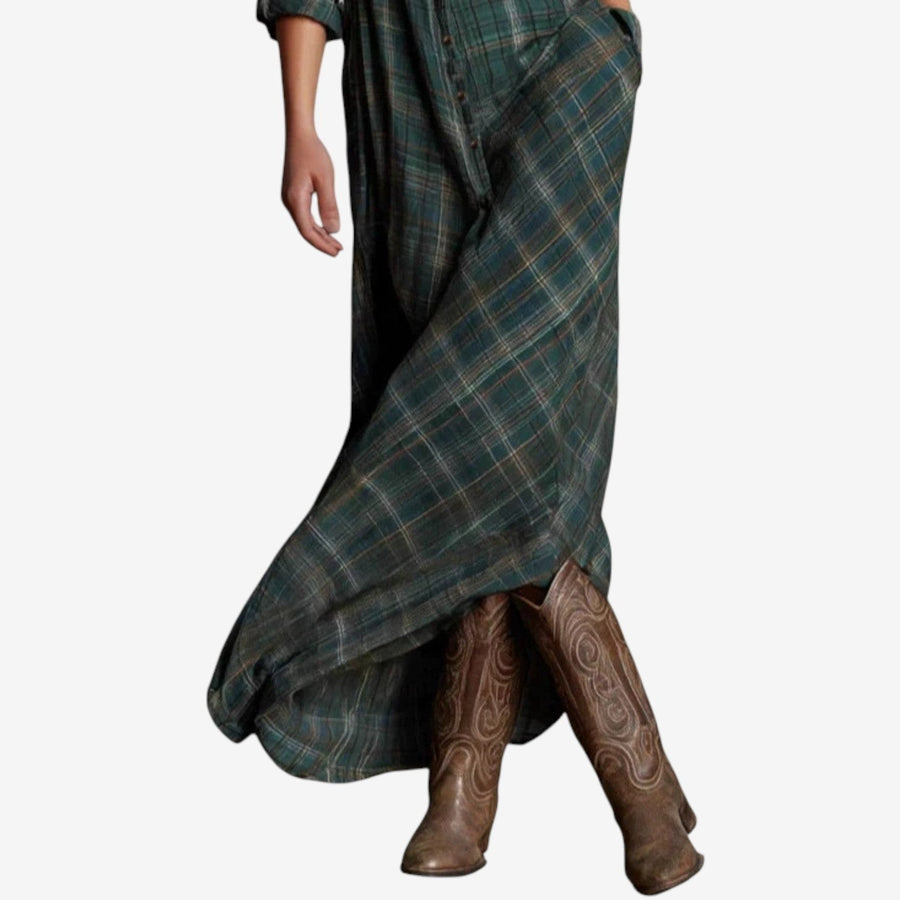 Wren | Women's Maxi Plaid Button Front Dress