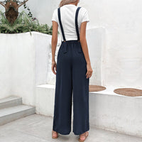 Wren | Women's Elastic Waist Wide Leg Jumpsuit in Dark Blue