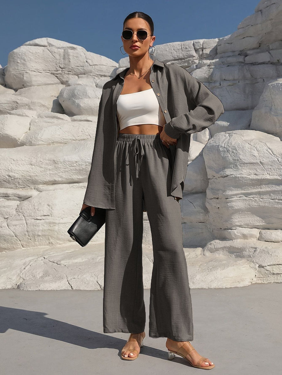 Yolanda | Women's Casual Two-Piece Set in Gray