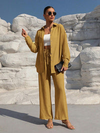 Yolanda | Women's Casual Two-Piece Set in Khaki