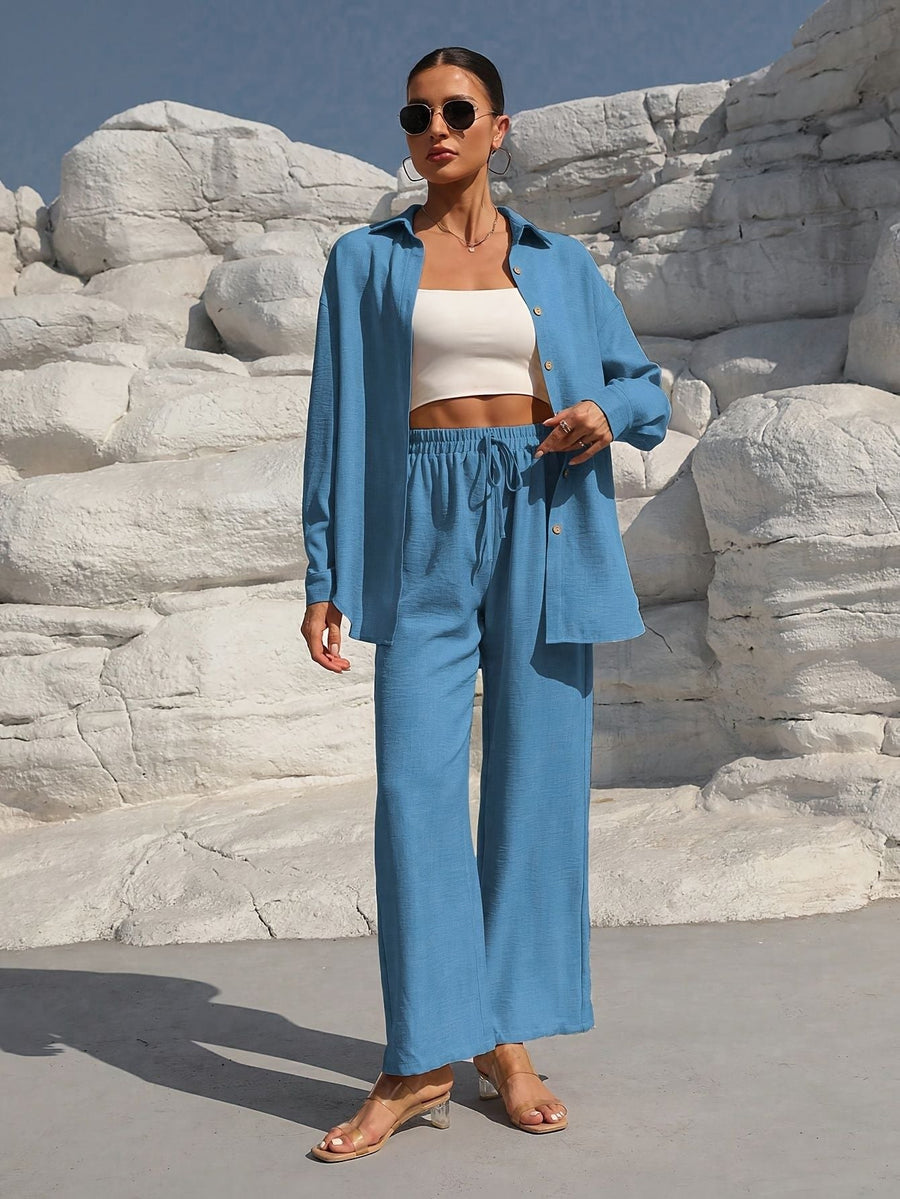 Yolanda | Women's Casual Two-Piece Set in Meer Blue