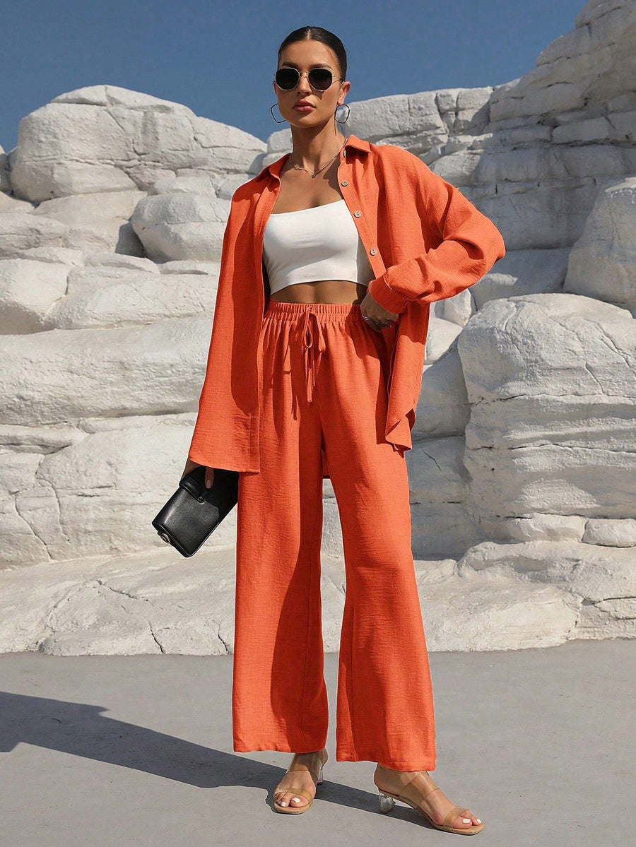 Yolanda | Women's Casual Two-Piece Set in Orange