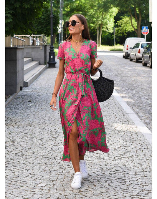 Yolanda | Women's Mid-calf Length Silhouette Dress in Pink