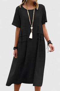 Ysabel | Women's Midi Length with Wide Hemline Dress in Black
