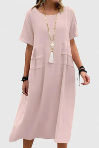 Ysabel | Women's Midi Length with Wide Hemline Dress in Pink