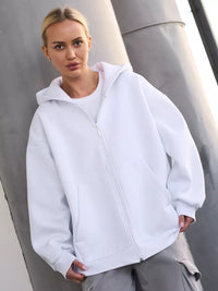 Ysabel | Women's Zip Pockets Hooded Jacket in White