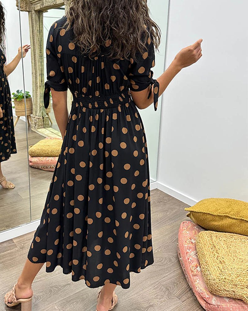 Yvonne | Women's Midi Polka Dot Print Dress