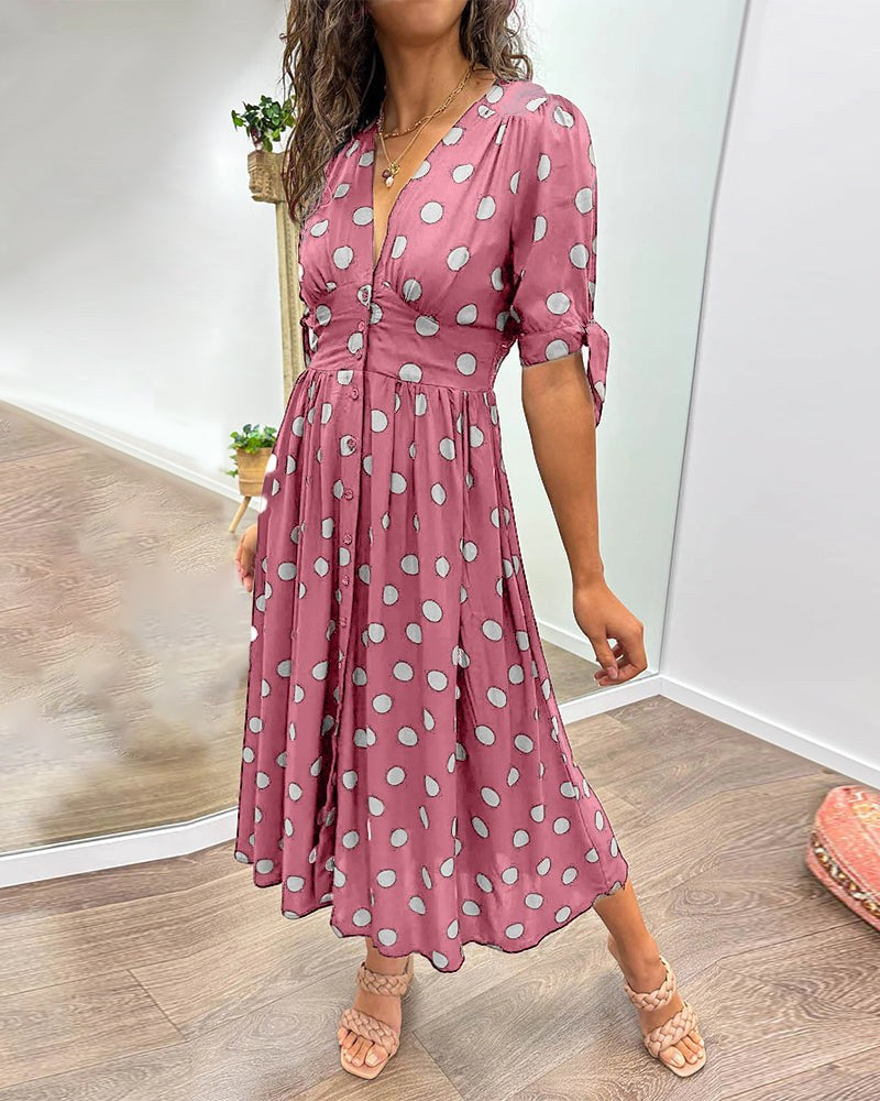 Yvonne | Women's Midi Polka Dot Print Dress