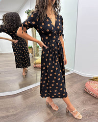 Yvonne | Women's Midi Polka Dot Print Dress