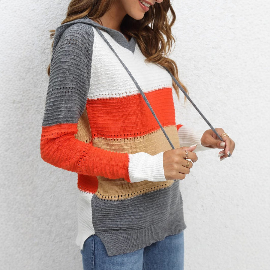 Zara | Women's Color Block Hooded Fashionable Hoodie