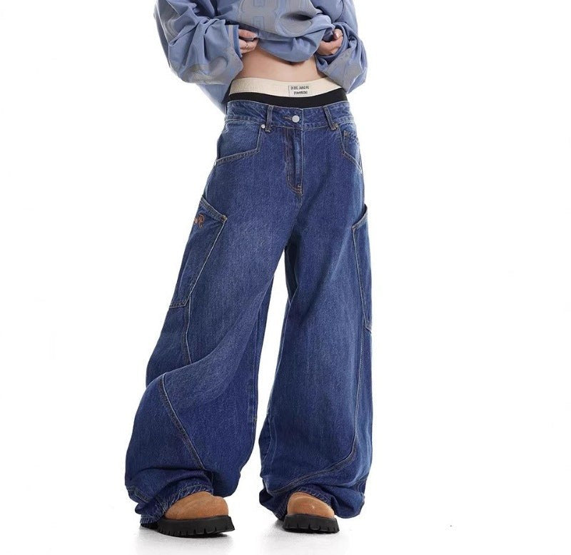 Zarelinde | Women's Pockets Jeans in Dark Blue