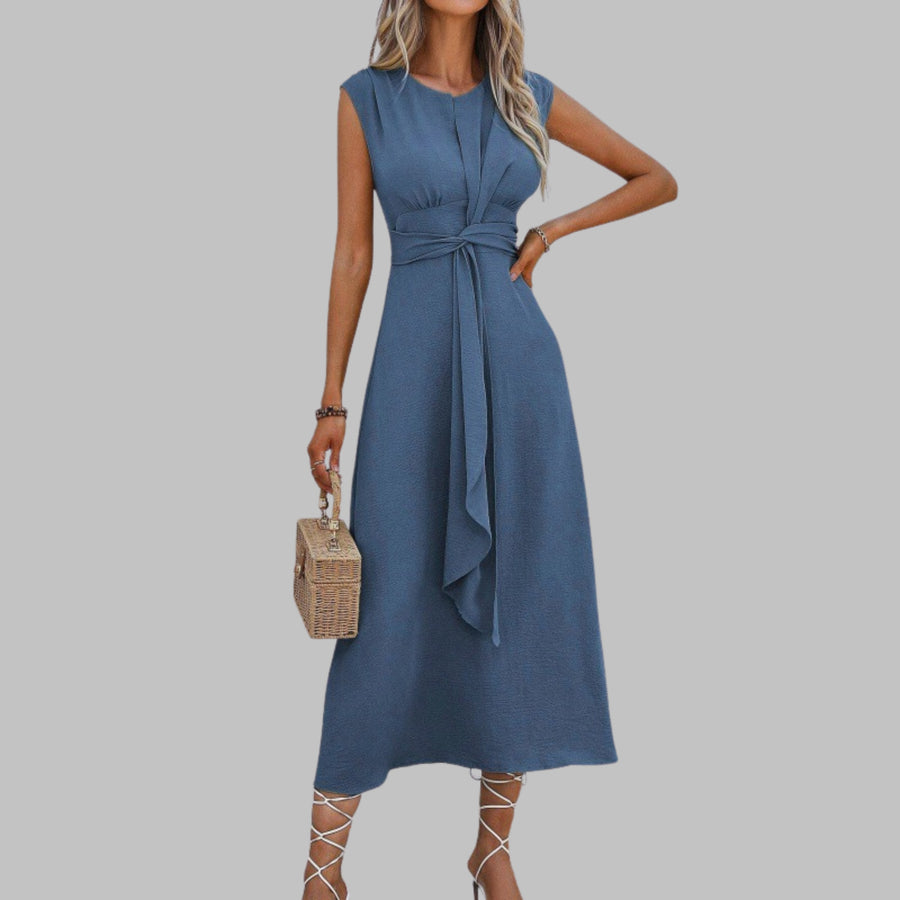 Zelda | Women's Open Armholes Midi Dress in Blue