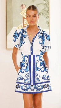 Zelie | Women's Puff Sleeve Floral Mini Sundress