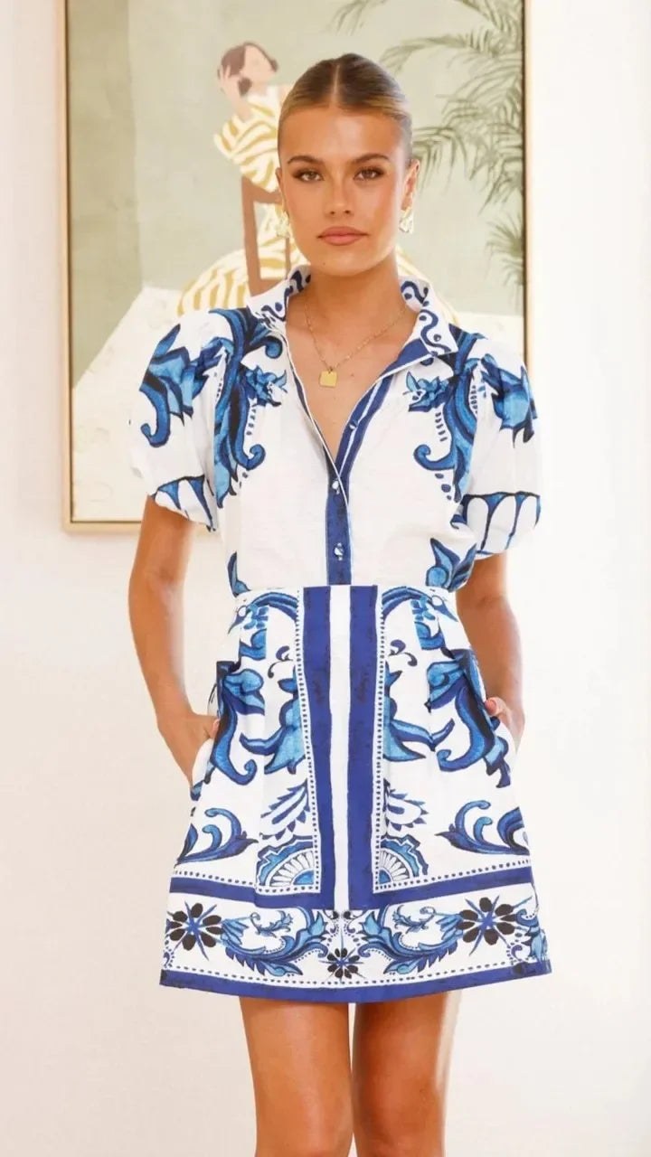 Zelie | Women's Puff Sleeve Floral Mini Sundress
