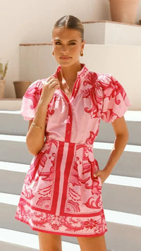 Zelie | Women's Puff Sleeve Floral Mini Sundress