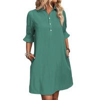 Zenobia | Women's Partial Button-front Placket Mini Dress in Light Green