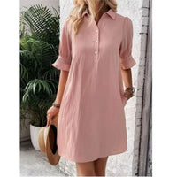 Zenobia | Women's Partial Button-front Placket Mini Dress in Pink