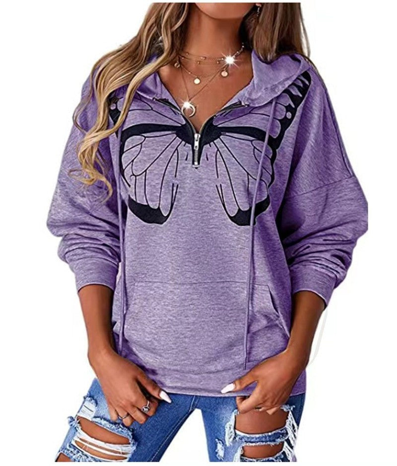 Zenobia | Women's Zip Hooded Hoodie in Sky Blue