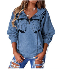 Zenobia | Women's Zip Hooded Hoodie in Sky Blue