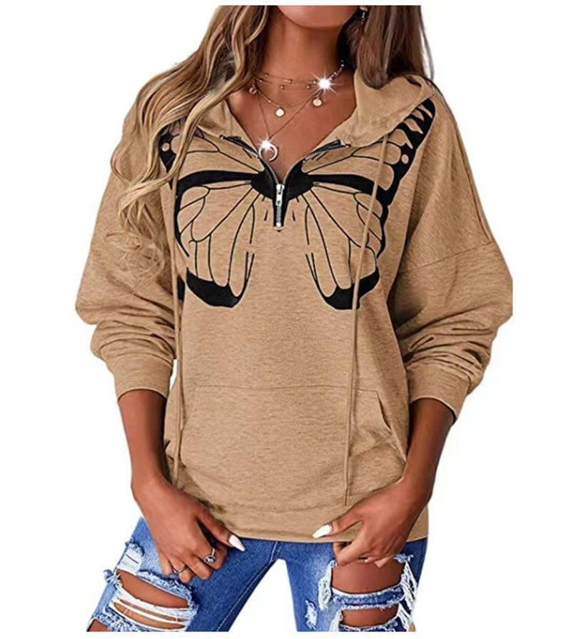 Zenobia | Women's Zip Hooded Hoodie in Sky Blue