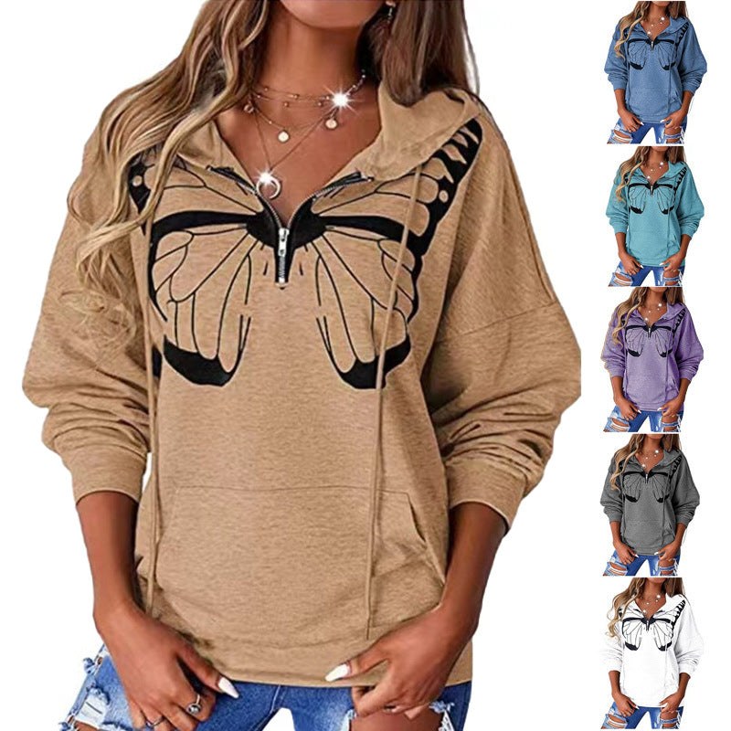 Zenobia | Women's Zip Hooded Hoodie in Sky Blue