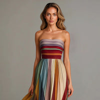 Zinnia | Women's Pleated Maxi Strapless Design Dress