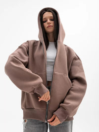 Zinnia | Women's Zip Hooded Top in Brown