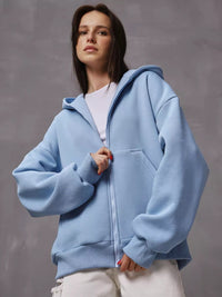 Zinnia | Women's Zip Hooded Top in Sky Blue