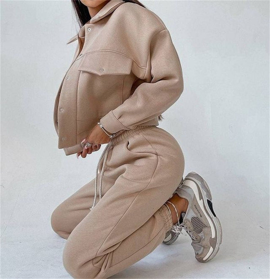 Zita | Women's Comfortable Fleece Casual Joggers in Khaki