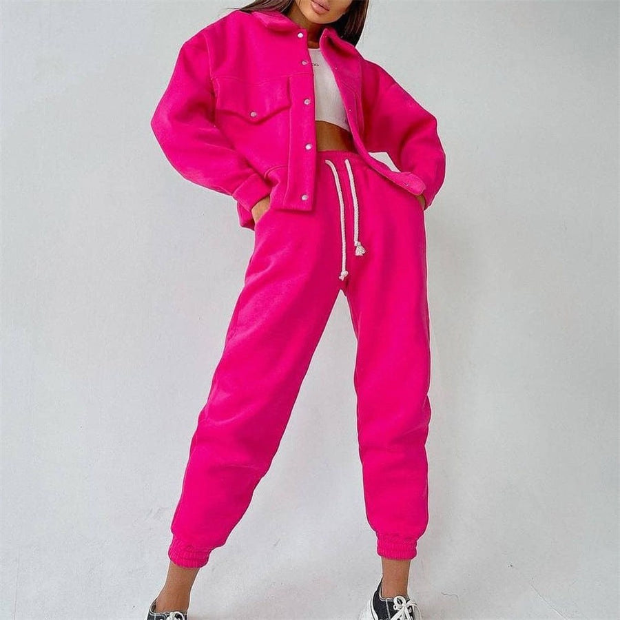 Zita | Women's Comfortable Fleece Casual Joggers in Magenta