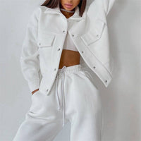Zita | Women's Comfortable Fleece Casual Joggers in White