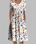 Zoe | Women's Printed Midi Short Sleeve Dress