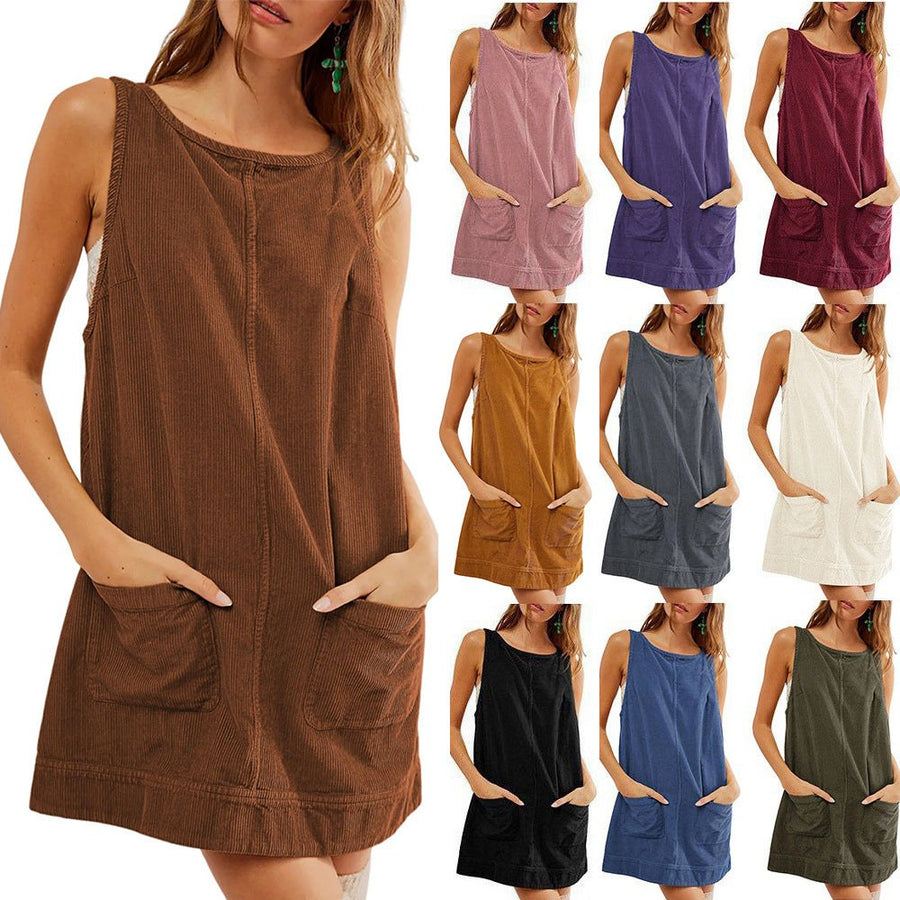 Zosia | Women's Crew Neck Pockets Casual Dress